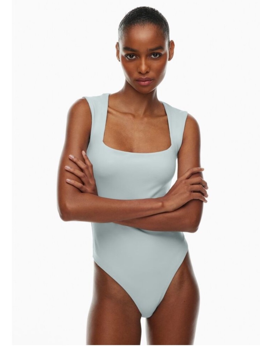 Aritzia Original Contour Esteem Bodysuit Tank Top Azul Gray Squareneck New